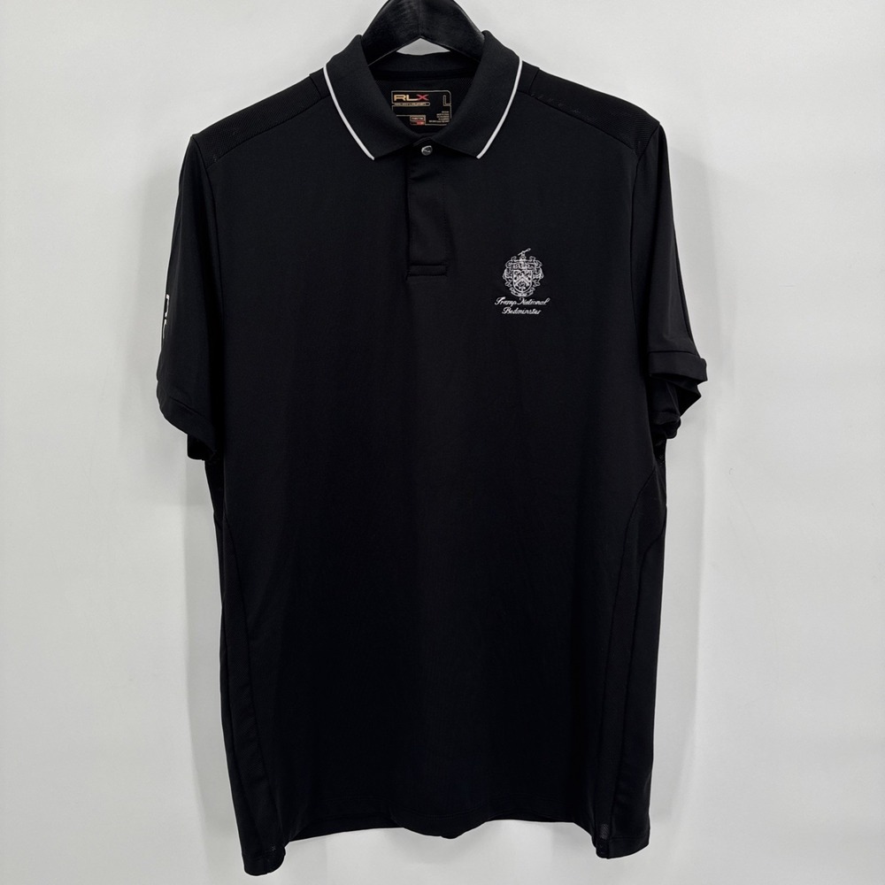 RLX Ralph‎ Lauren Golf Polo Mens L BLack Trump National Bedminster Activewear